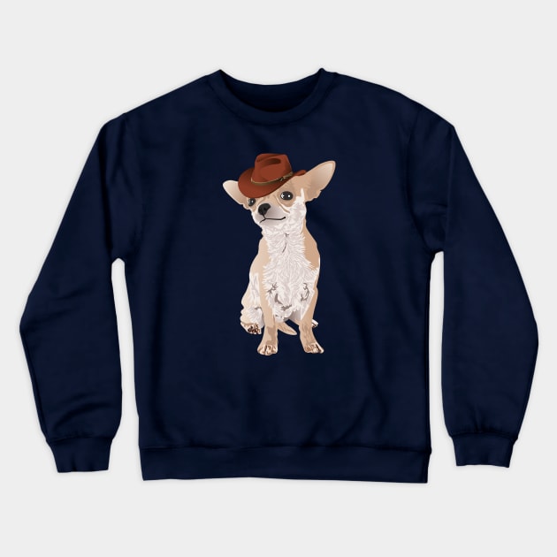 Cute Cowboy Chihuahua Dog T-Shirt Crewneck Sweatshirt by riin92